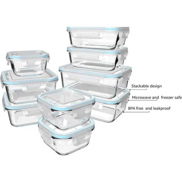 18 Piece Glass Food Storage Containers with Lids, Meal Prep Containers for Food - Picture 4 of 7